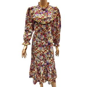 NWT Vintage Retro 60S Style Flower Midi Spring Dress Tie Back Fits Size SML